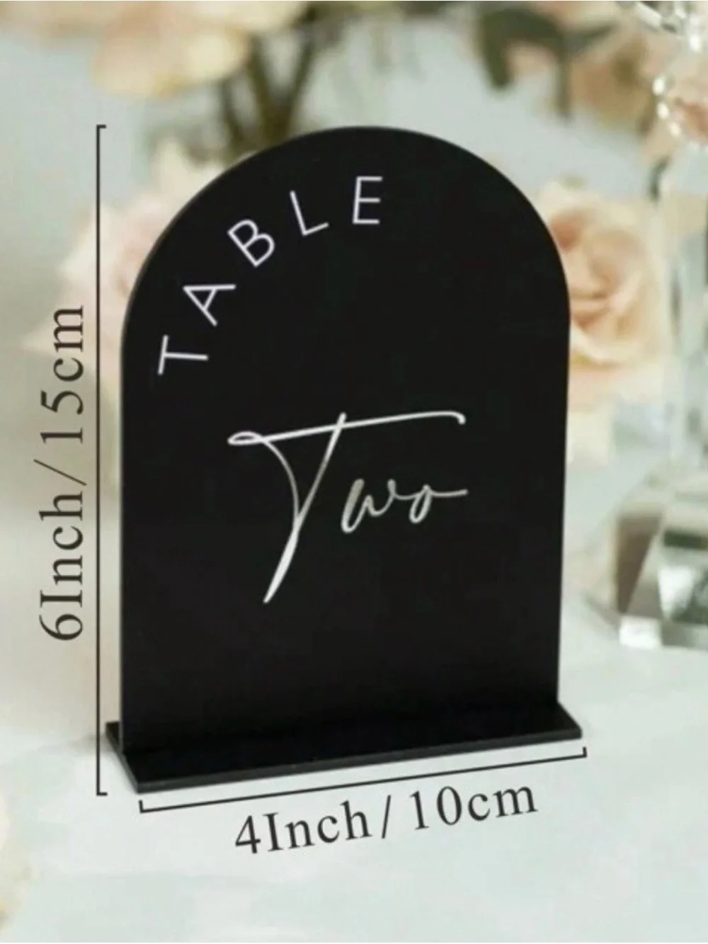 Black Acrylic Table One - Ten - Modern Script
